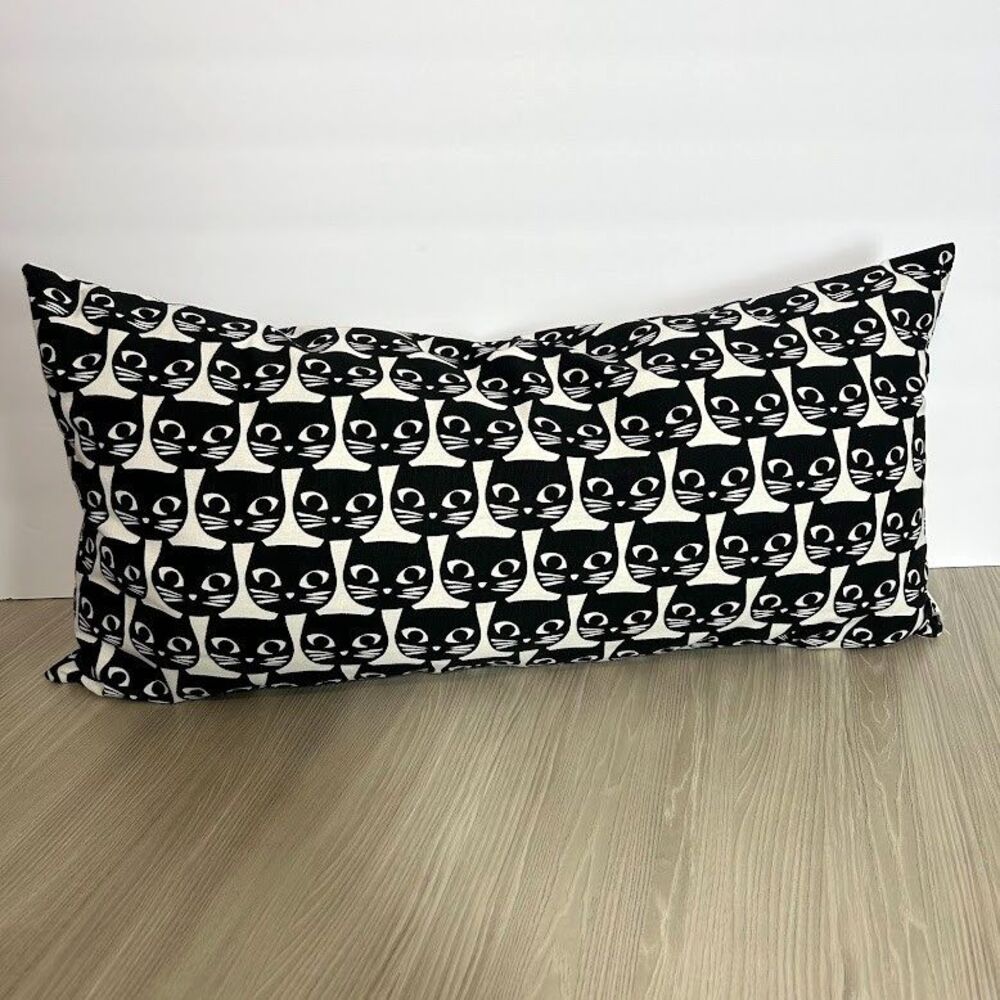 IKEA Black Cat MATTRAM Bolster Lumbar Pillow Niina Aalto Retro MCM 10x21"